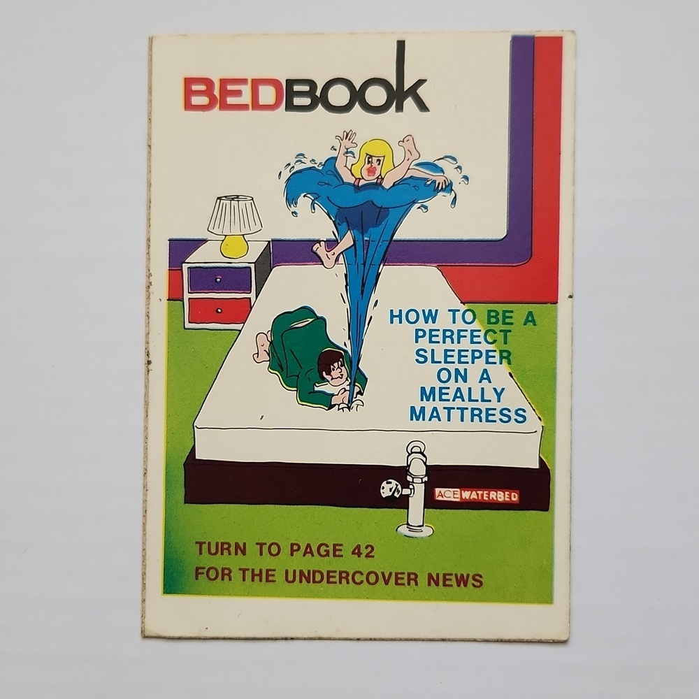 🛌 Vintage 1973 Topps WACKY PACKAGES “Bed Book” Sticker Card trading baseball💦